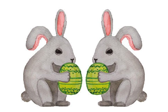 Download Two Bunnies Gifting Eggs - Watercolor - Premium Resources